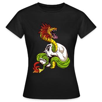 Quetzalcoatl Skull Aztec Serpent à plumes Ma - T-shirt Femme - noir - Devant - AI Model Female 172 dark (172cm)
