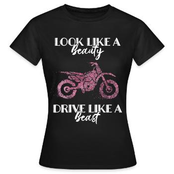 Motorcycle Helmet Motorcycle Biker Dirtbike - Women's T-Shirt - black - Front - AI Model Female 172 dark (172cm)