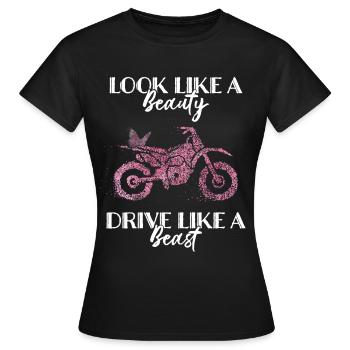Motard Motocycliste Papillon - T-shirt Femme - noir - Devant - AI Model Female 172 dark (172cm)