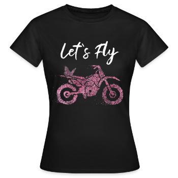 Moto MotoCycliste Papillon - T-shirt Femme - noir - Devant - AI Model Female 172 dark (172cm)