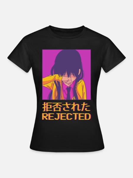 Trauriges Anime-Mädchen Vaporwave-Ästhetik abgeleh - Frauen T-Shirt - Schwarz