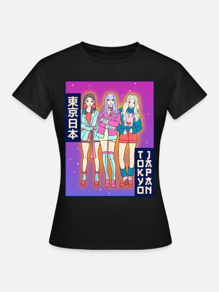 Anime Girl Tokyo Japan Japanese Aesthetic Gesc - Women's T-Shirt - black