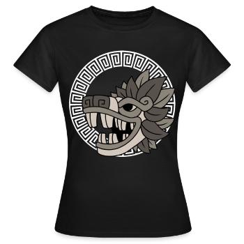 Quetzalcoatl Aztec Stem Pattern Cadeau - T-shirt Femme - noir - Devant - AI Model Female 172 dark (172cm)