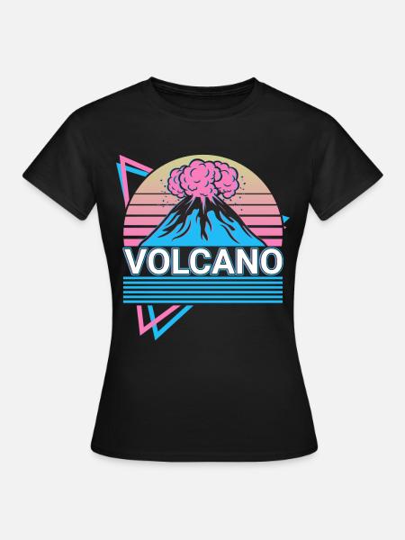 Vulkan Geologie Magma Lava Retro Geschenk - Dame-T-shirt - sort