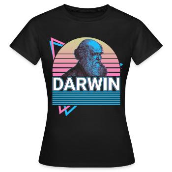 Charles Darwin Théorie de l’évolution Retro Gift - T-shirt Femme - noir - Devant - AI Model Female 172 dark (172cm)
