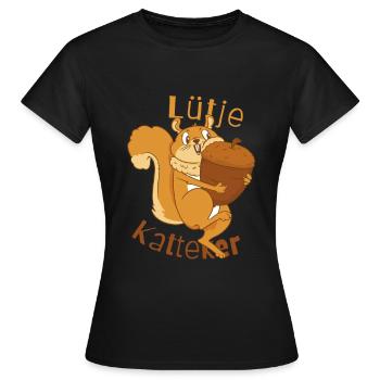 Lütje Katteker Écureuil bas-allemand - T-shirt Femme - noir - Devant - AI Model Female 172 dark (172cm)