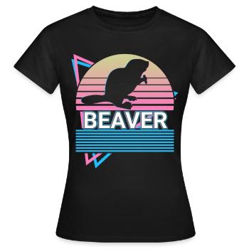 Cadeau rétro Castor - T-shirt Femme - noir - Devant - AI Model Female 172 dark (172cm)