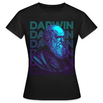 Charles Darwin Evolutionstheorie Retro Geschenk - Frauen T-Shirt - Schwarz - Vorne - AI Model Female 172 dark (172cm)