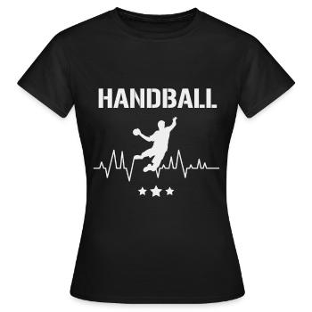 Handball EKG Herzschlag Puls Sprungwurf - Frauen T-Shirt - Schwarz - Vorne - AI Model Female 172 dark (172cm)