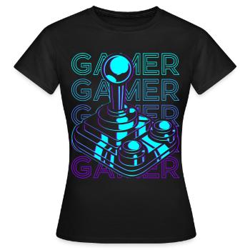 Gamer Video Gaming Joystick Rétro - T-shirt Femme - noir - Devant - AI Model Female 172 dark (172cm)