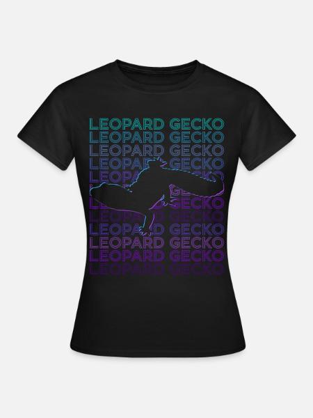Leopard Gecko Retro - Frauen T-Shirt - Schwarz