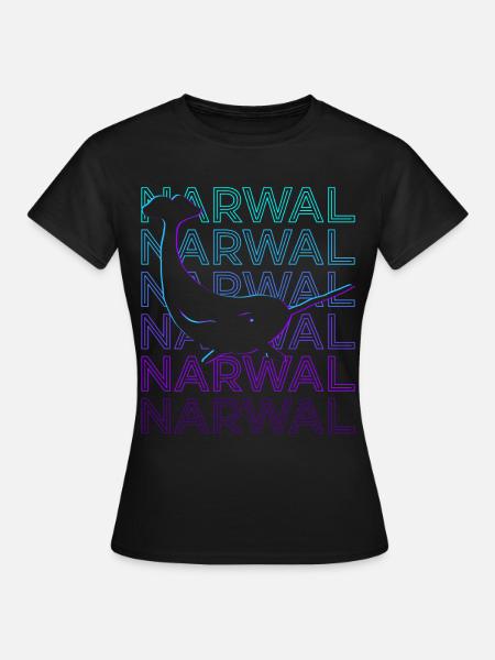 Narwal Narwhal Retro - Frauen T-Shirt - Schwarz
