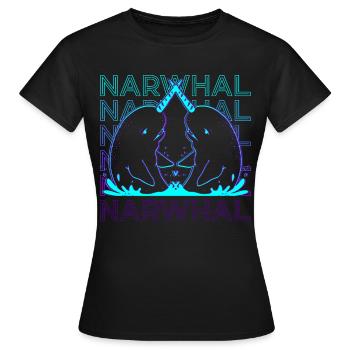 Narwal Narwal Retro - Frauen T-Shirt - Schwarz - Vorne - AI Model Female 172 dark (172cm)