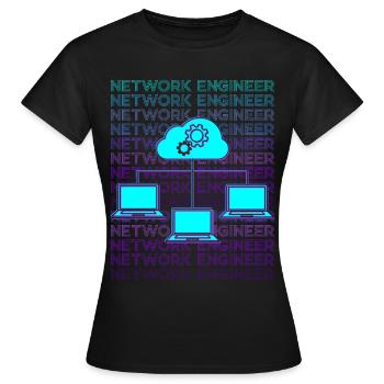 Ingénieur réseau Technologie réseau Retro - T-shirt Femme - noir - Devant - AI Model Female 172 dark (172cm)