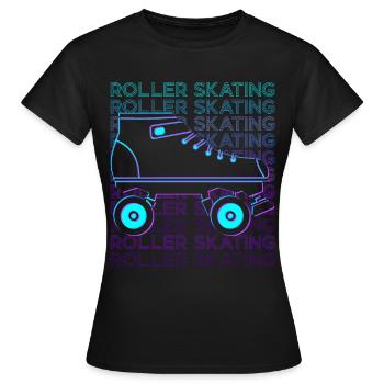 Rollschuhlaufen Rollschuhläufer Rollschuhe Retro - Frauen T-Shirt - Schwarz - Vorne - AI Model Female 172 dark (172cm)
