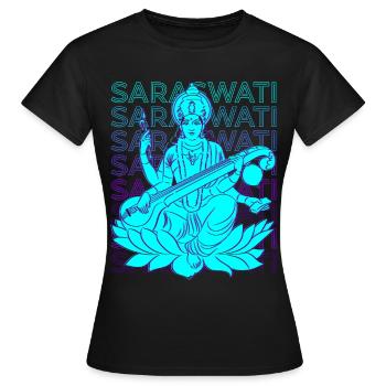 Saraswati Déesse hindoue Mythologie hindoue - T-shirt Femme - noir - Devant - AI Model Female 172 dark (172cm)