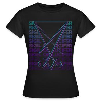 Sceau de Lucifer Pentagramme Magie Occulte - T-shirt Femme - noir - Devant - AI Model Female 172 dark (172cm)