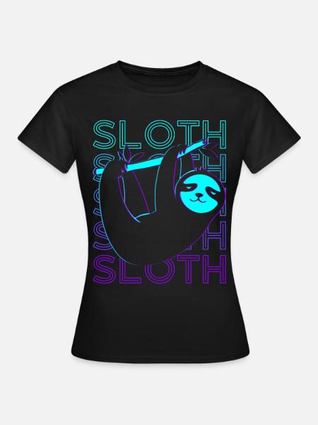Faultier Retro - Frauen T-Shirt - Schwarz