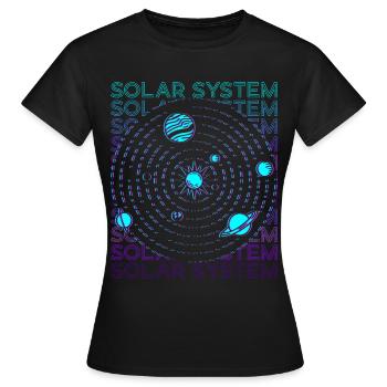 Système solaire rétro - T-shirt Femme - noir - Devant - AI Model Female 172 dark (172cm)