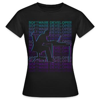 Développeur de logiciels Développement de logiciels Retro - T-shirt Femme - noir - Devant - AI Model Female 172 dark (172cm)
