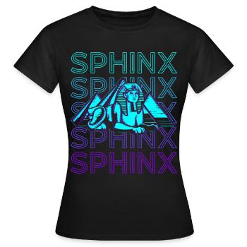 Sphinx Égyptien Satue Grand Sphinx de Gizeh Ret - T-shirt Femme - noir - Devant - AI Model Female 172 dark (172cm)