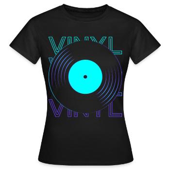 Vinyl-Schallplatte Vinyl-Schallplattenspieler Phon - Frauen T-Shirt - Schwarz - Vorne - AI Model Female 172 dark (172cm)