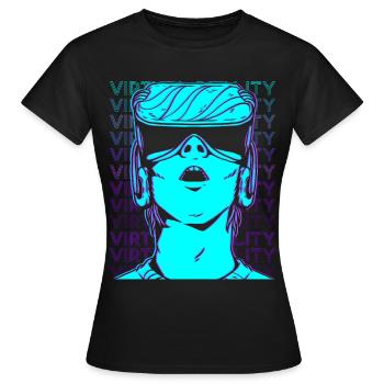 VR Virtual Reality Gamer Retro - Women's T-Shirt - black - Front - AI Model Female 172 dark (172cm)