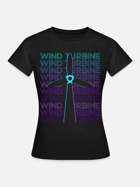 Windturbine Retro - Frauen T-Shirt - Schwarz