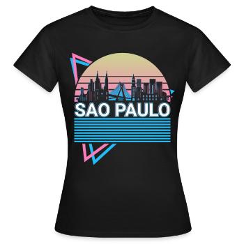 Sao Paulo City Skyline Cityscape Rétro - T-shirt Femme - noir - Devant - AI Model Female 172 dark (172cm)