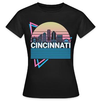 Cincinnati Stadt Skyline Stadtbild Retro - Frauen T-Shirt - Schwarz - Vorne - AI Model Female 172 dark (172cm)
