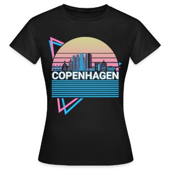 Copenhague City Skyline Cityscape Rétro - T-shirt Femme - noir - Devant - AI Model Female 172 dark (172cm)