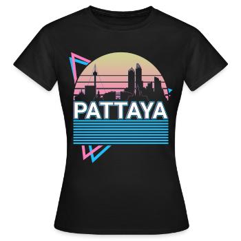 Pattaya Stadt Skyline Stadtbild Retro - Frauen T-Shirt - Schwarz - Vorne - AI Model Female 172 dark (172cm)