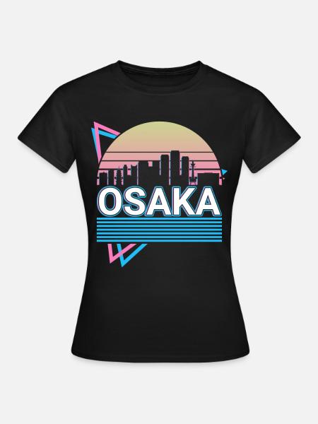 Osaka Stadt Skyline Stadtbild Retro - Frauen T-Shirt - Schwarz