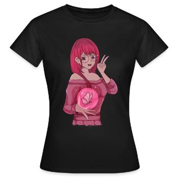 Baddie Girl Esthétique Anime Fille Papillon - T-shirt Femme - noir - Devant - AI Model Female 172 dark (172cm)