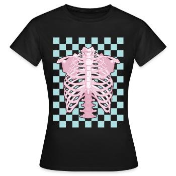 Squelette de cage thoracique esthétique pastel danois - T-shirt Femme - noir - Devant - AI Model Female 172 dark (172cm)