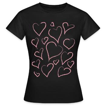Danish Pastel Aesthetics Abstract Heart Pattern - Women's T-Shirt - black - Front - AI Model Female 172 dark (172cm)