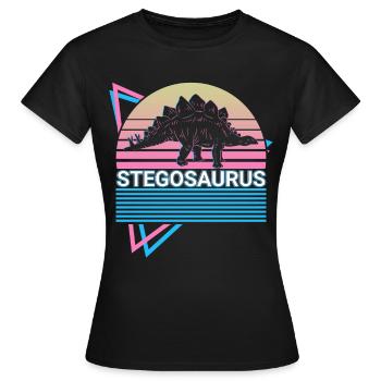 Stegosaurus Dinosaure Rétro - T-shirt Femme - noir - Devant - AI Model Female 172 dark (172cm)
