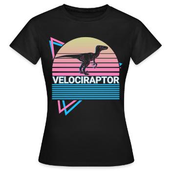 Velociraptor Dinosaure Rétro - T-shirt Femme - noir - Devant - AI Model Female 172 dark (172cm)