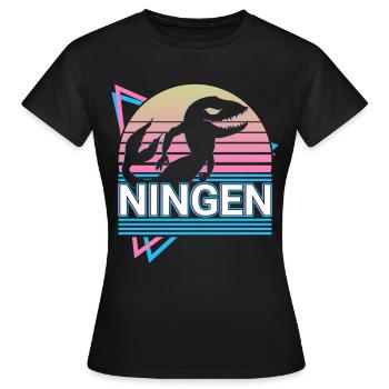 Ningen Cryptozoologie Rétro - T-shirt Femme - noir - Devant - AI Model Female 172 dark (172cm)
