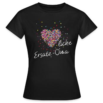 Ersatzoma Mit Herz Oma Omi Grossmutter - Frauen T-Shirt - Schwarz - Vorne - AI Model Female 172 dark (172cm)