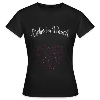 Liebe im Bauch Schwangere Mama Babyparty Babybauch - Frauen T-Shirt - Schwarz - Vorne - AI Model Female 172 dark (172cm)