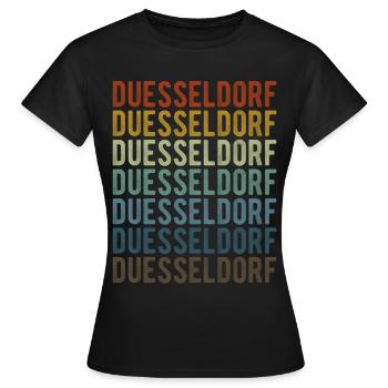 Duesseldorf Stadt Retro Vintage - Frauen T-Shirt - Schwarz - Vorne - AI Model Female 172 dark (172cm)