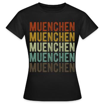 Muenchen Stadt Retro Vintage - Frauen T-Shirt - Schwarz - Vorne - AI Model Female 172 dark (172cm)