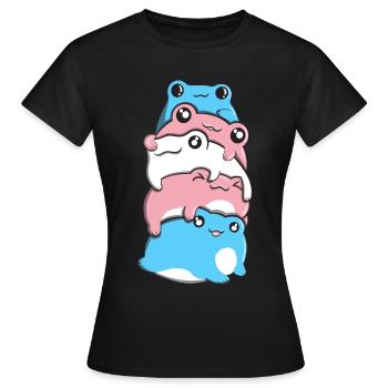Transgender Stolz Froschhaufen Transgender Flagge - Frauen T-Shirt - Schwarz - Vorne - AI Model Female 172 dark (172cm)