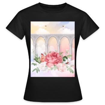 Angelcore Esthétique Roses Heaven Angels - T-shirt Femme - noir - Devant - AI Model Female 172 dark (172cm)