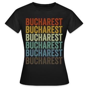 Bukarest Rumänien Retro Vintage - Frauen T-Shirt - Schwarz - Vorne - AI Model Female 172 dark (172cm)