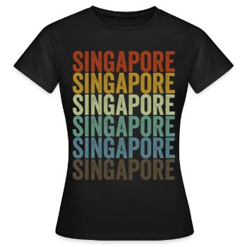 Singapur Singapur Retro Vintage - Frauen T-Shirt - Schwarz - Vorne - AI Model Female 172 dark (172cm)