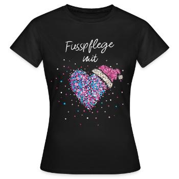 Fußpflege mit Herz Podologin Weihnachtsfeier - Frauen T-Shirt - Schwarz - Vorne - AI Model Female 172 dark (172cm)