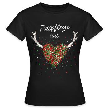 Fußpflege mit Herz Podologin Weihnachtszeit - Frauen T-Shirt - Schwarz - Vorne - AI Model Female 172 dark (172cm)