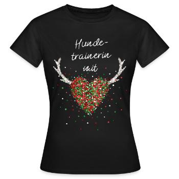 Hundetrainerin mit Herz Tierschutz Weihnachtsfeier - Frauen T-Shirt - Schwarz - Vorne - AI Model Female 172 dark (172cm)